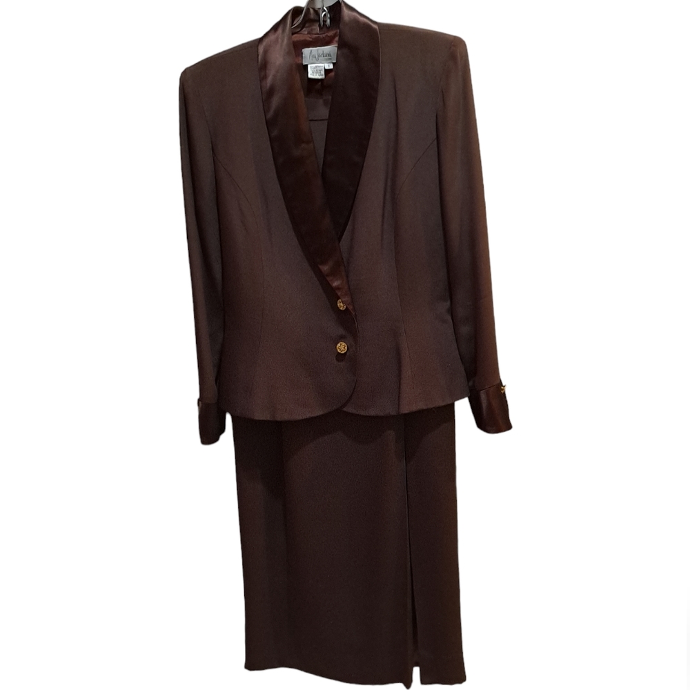 Vintage Miss Jackson's of Tulsa 100% Silk Jacket & Skirt Suit Maxi Size 8